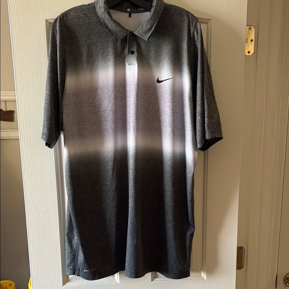 Nike EUC Tiger Woods Collection Gray and White Ombré Golf Shirt size‎ XL